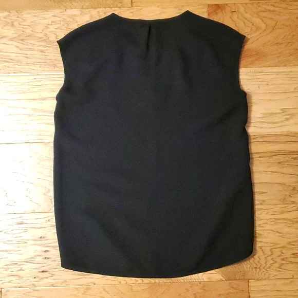 J. Crew Black Shell Top Cap Sleeve Size 2 Small Sleeveless - Picture 7 of 7